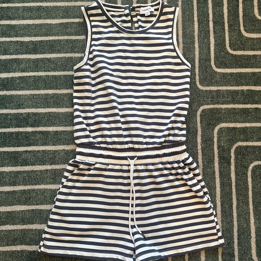 Evereve Blue and White Striped Romper